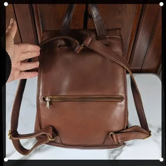 Coach 90s British Tan Leather Rucksack Backpack 9943. - Picture 7 of 12